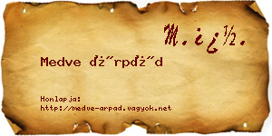 Medve Árpád névjegykártya